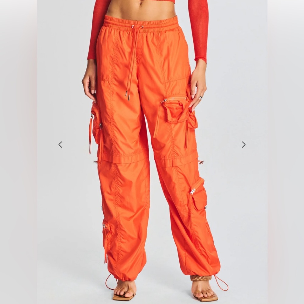 SER.O.YA Orange Track Pants with Elastic Waistband